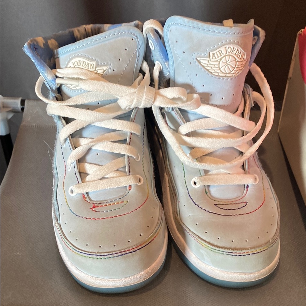 Jordan Blue and White High-Top Sneakers